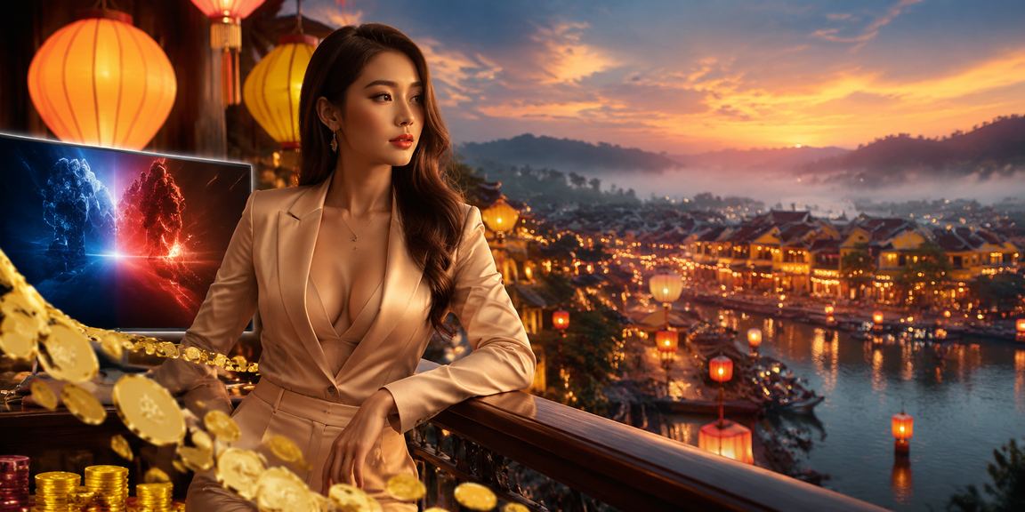 Người dùng xem kết quả jackpot slots dưới ánh đèn lồng Hội An về đêm